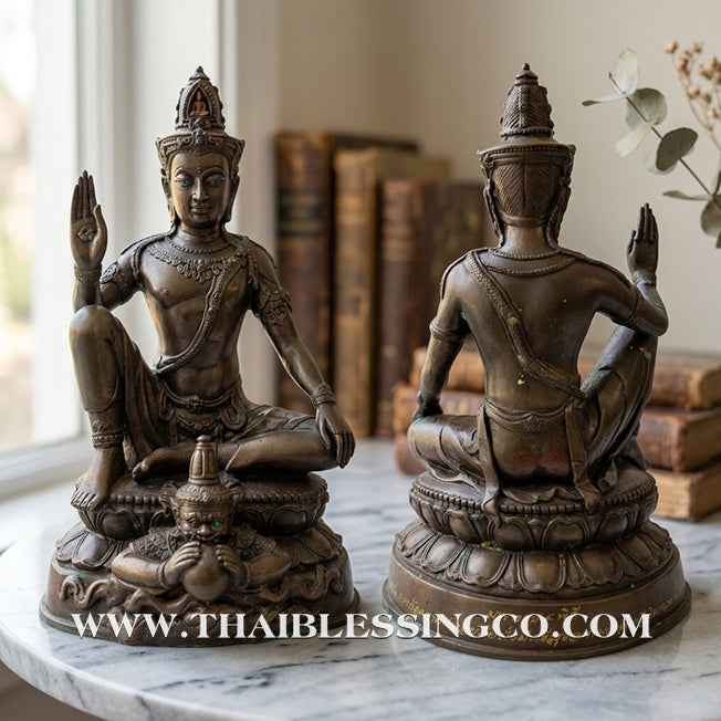 🔱💰 Jatukam Ramathep – "Maharat 9 Phithi" (The Great King 9-Ceremony Edition) – Black Oxide Sacred Brass (Rom Dam) – 5-Inch Altar Masterpiece – The Divine Engine for Imperial Prosperity, Universal Victory, and Absolute Life Elevation!