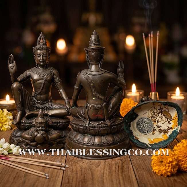 🔱💰 Jatukam Ramathep – "Maharat 9 Phithi" (The Great King 9-Ceremony Edition) – Black Oxide Sacred Brass (Rom Dam) – 5-Inch Altar Masterpiece – The Divine Engine for Imperial Prosperity, Universal Victory, and Absolute Life Elevation!