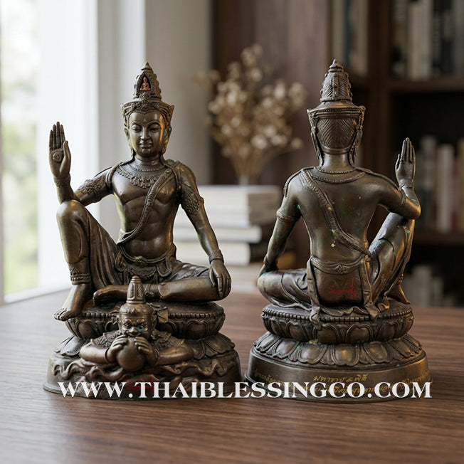🔱💰 Jatukam Ramathep – "Maharat 9 Phithi" (The Great King 9-Ceremony Edition) – Black Oxide Sacred Brass (Rom Dam) – 5-Inch Altar Masterpiece – The Divine Engine for Imperial Prosperity, Universal Victory, and Absolute Life Elevation!