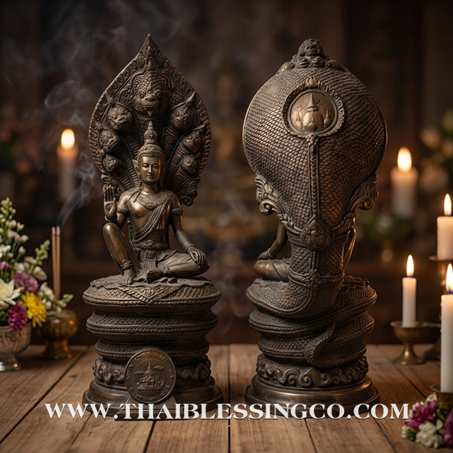 🔱💰Jatukam Ramathep – "Rachan Nam Ruek" (The King’s Inaugural Edition) – Naga Sheltered (Pang Nak Prok) – 9-Inch Altar Masterpiece – Limited "Kamakan" Edition – The Divine Engine for Imperial Wealth, Absolute Authority, and Unstoppable Life Elevation!
