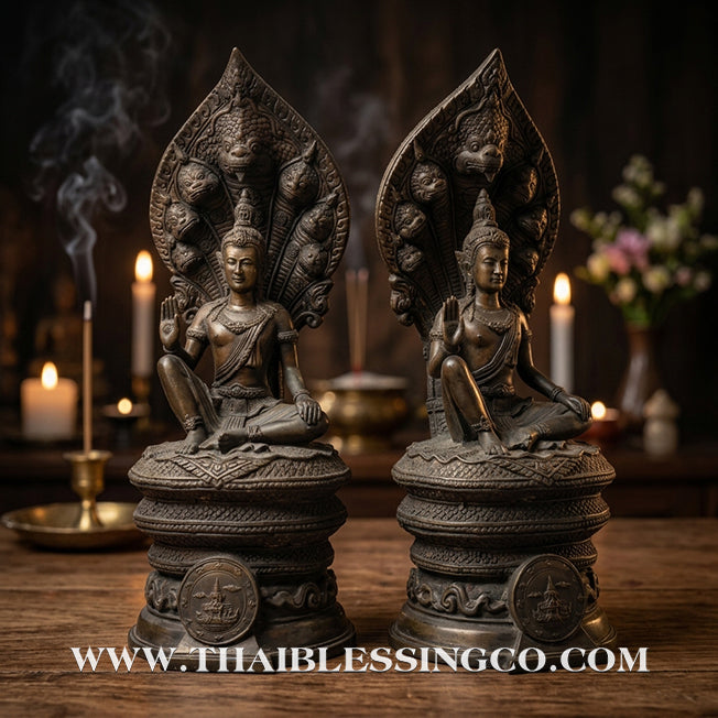 🔱💰Jatukam Ramathep – "Rachan Nam Ruek" (The King’s Inaugural Edition) – Naga Sheltered (Pang Nak Prok) – 9-Inch Altar Masterpiece – Limited "Kamakan" Edition – The Divine Engine for Imperial Wealth, Absolute Authority, and Unstoppable Life Elevation!
