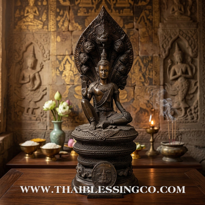 🔱💰Jatukam Ramathep – "Rachan Nam Ruek" (The King’s Inaugural Edition) – Naga Sheltered (Pang Nak Prok) – 9-Inch Altar Masterpiece – Limited "Kamakan" Edition – The Divine Engine for Imperial Wealth, Absolute Authority, and Unstoppable Life Elevation!