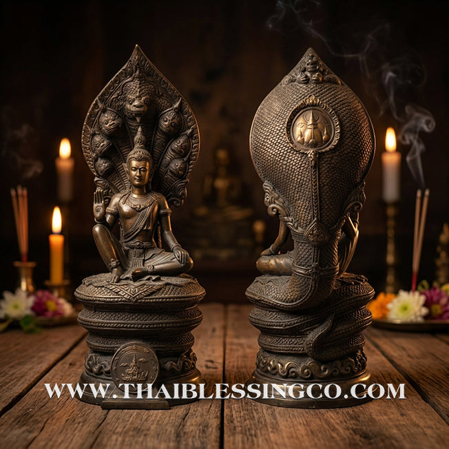 🔱💰Jatukam Ramathep – "Rachan Nam Ruek" (The King’s Inaugural Edition) – Naga Sheltered (Pang Nak Prok) – 9-Inch Altar Masterpiece – Limited "Kamakan" Edition – The Divine Engine for Imperial Wealth, Absolute Authority, and Unstoppable Life Elevation!