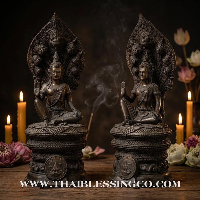 🔱💰Jatukam Ramathep – "Rachan Nam Ruek" (The King’s Inaugural Edition) – Naga Sheltered (Pang Nak Prok) – 9-Inch Altar Masterpiece – Limited "Kamakan" Edition – The Divine Engine for Imperial Wealth, Absolute Authority, and Unstoppable Life Elevation!