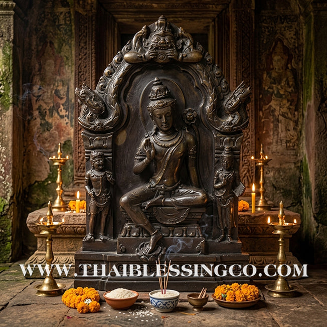 🔱💰Jatukam Ramathep – "Sap Deva" (The Celestial Treasure) – Blessing Mudra (Pang Prathan Phon) – 12-Inch Black Oxide Brass Masterpiece – The Divine Engine for Celestial Fortune, Commercial Success, and Absolute Life Elevation!
