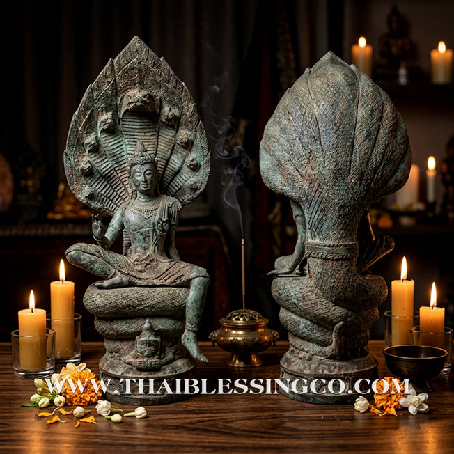 🔱💰Jatukam Ramathep – "Sombat Jakkraphat" (The Emperor’s Treasure) – Blessing Mudra (Pang Prathan Phon) – Rare 5-Inch Antique Patina Masterpiece – The Divine Engine for Imperial Fortune, Universal Command, and Absolute Life Elevation!