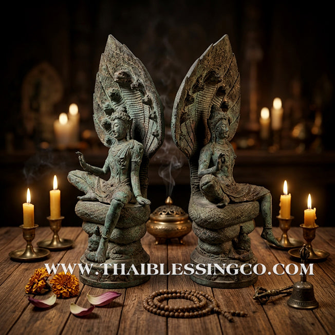 🔱💰Jatukam Ramathep – "Sombat Jakkraphat" (The Emperor’s Treasure) – Blessing Mudra (Pang Prathan Phon) – Rare 5-Inch Antique Patina Masterpiece – The Divine Engine for Imperial Fortune, Universal Command, and Absolute Life Elevation!