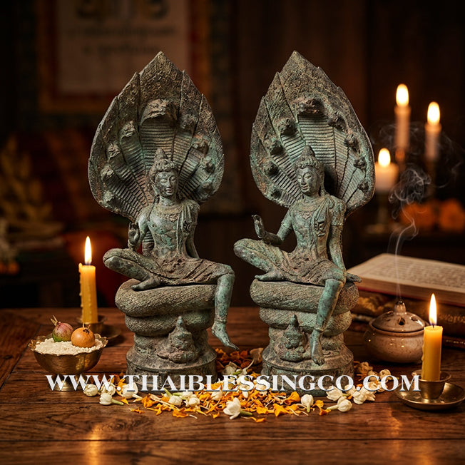 🔱💰Jatukam Ramathep – "Sombat Jakkraphat" (The Emperor’s Treasure) – Blessing Mudra (Pang Prathan Phon) – Rare 5-Inch Antique Patina Masterpiece – The Divine Engine for Imperial Fortune, Universal Command, and Absolute Life Elevation!