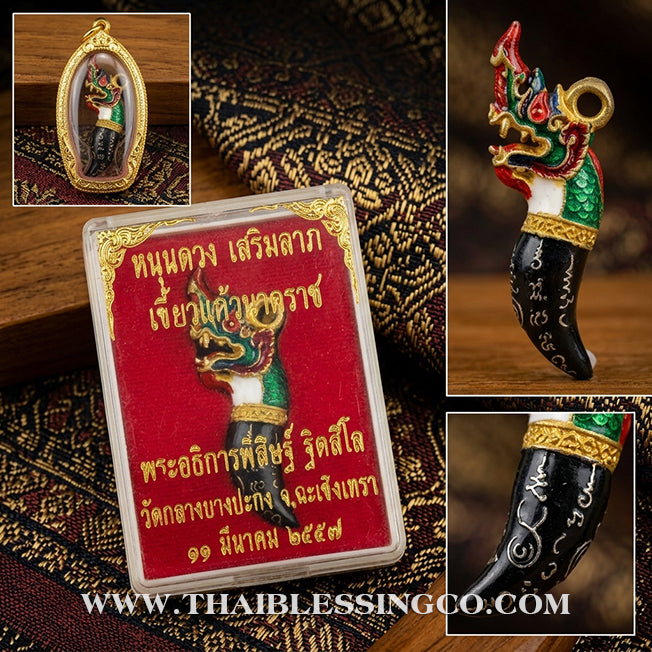 🔱 Khiaokaeo Nakkharat – Full Enamel Sacred Naga Tooth – Luang Pho Fu, Wat Bang Samak (2557) – The Ultimate Sovereign Engine for Vibrational Wealth, Command, and Infinite Attraction!