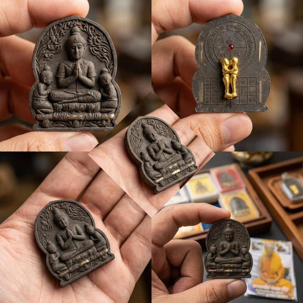 ✨ Khun Phaen "Double Power" Essence: Sacred Black Herbal Powder Talisman with In-Koo Love Charm Back for Ultimate Attraction, Financial Abundance, and Harmonious Relationships (2014 Heritage Edition by Luang Pho Sam Chai)