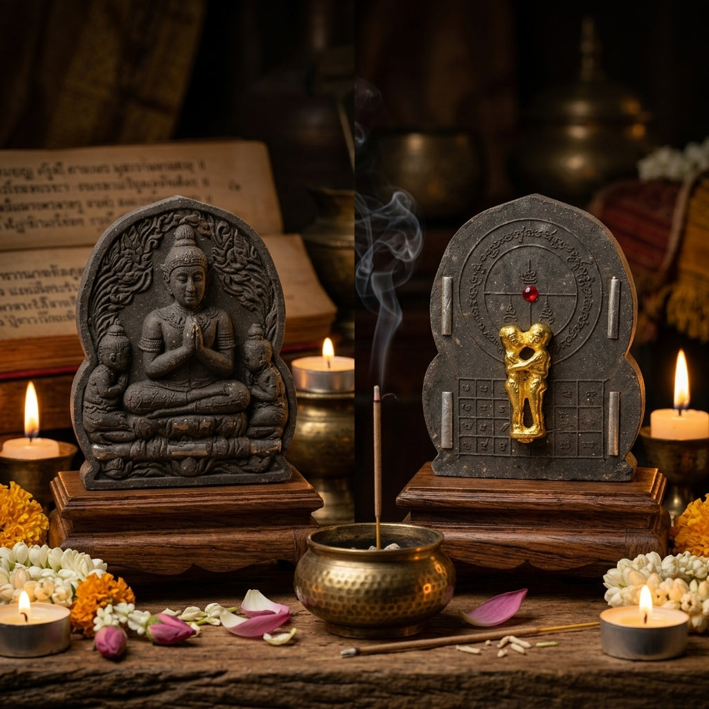 ✨ Khun Phaen "Double Power" Essence: Sacred Black Herbal Powder Talisman with In-Koo Love Charm Back for Ultimate Attraction, Financial Abundance, and Harmonious Relationships (2014 Heritage Edition by Luang Pho Sam Chai)
