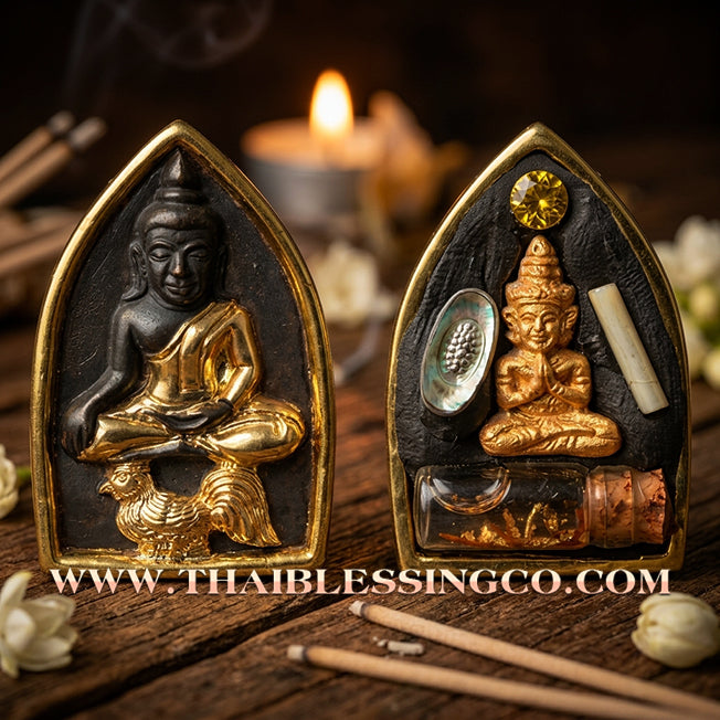 ✨ Khun Phaen Maha Long "Sud Rak Saen Saneha" Royal Edition: Sacred Khan Long Hin Bronze with Partial Gold Plating for Absolute Infatuation, Social Dominance, and Elite Romantic Attraction