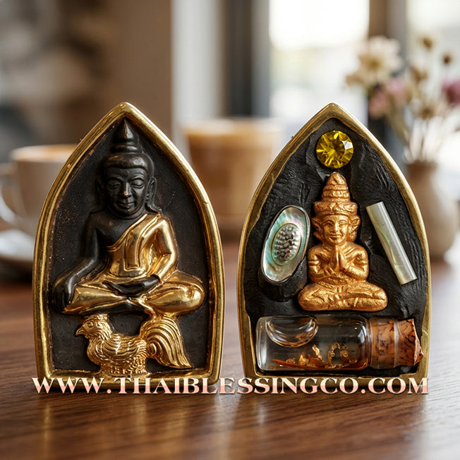 ✨ Khun Phaen Maha Long "Sud Rak Saen Saneha" Royal Edition: Sacred Khan Long Hin Bronze with Partial Gold Plating for Absolute Infatuation, Social Dominance, and Elite Romantic Attraction