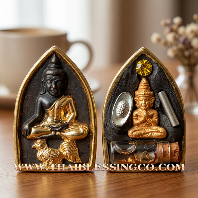 ✨ Khun Phaen Maha Long "Sud Rak Saen Saneha" Royal Edition: Sacred Khan Long Hin Bronze with Partial Gold Plating for Absolute Infatuation, Social Dominance, and Elite Romantic Attraction
