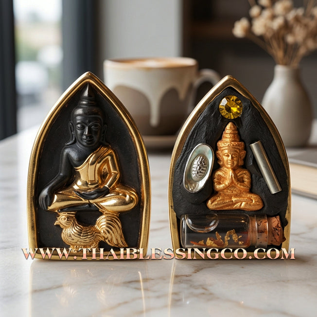 ✨ Khun Phaen Maha Long "Sud Rak Saen Saneha" Royal Edition: Sacred Khan Long Hin Bronze with Partial Gold Plating for Absolute Infatuation, Social Dominance, and Elite Romantic Attraction