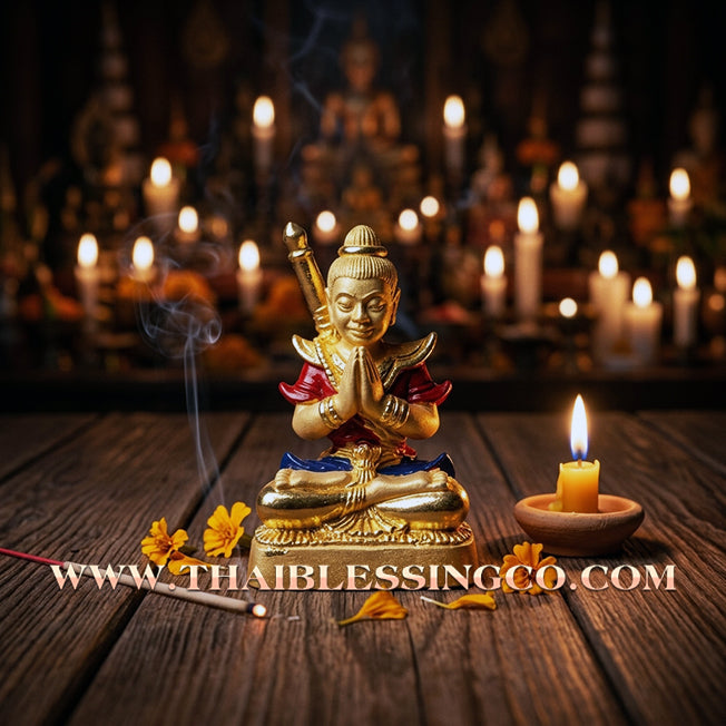 ✨ Khun Phaen "Saen Akhom" Mon Maha Long Royal Edition: Sacred Samrit Bronze with 24K Gold Plating & Hand-Painted Enamel (Long Ya) for Supreme Infatuation, Executive Charisma, and Elite Prosperity
