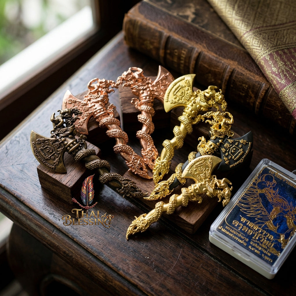 🔱 Khwan Fa Satra Kruttha Wet: The Sovereign Axe of Garuda's Might – Luang Pho Amnat (2024) – The Ultimate Alchemical Engine for Absolute Dominance & Celestial Wealth!