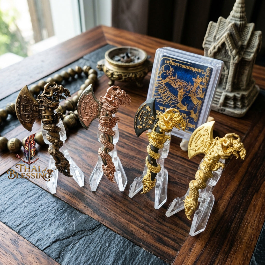 🔱 Khwan Fa Satra Kruttha Wet: The Sovereign Axe of Garuda's Might – Luang Pho Amnat (2024) – The Ultimate Alchemical Engine for Absolute Dominance & Celestial Wealth!