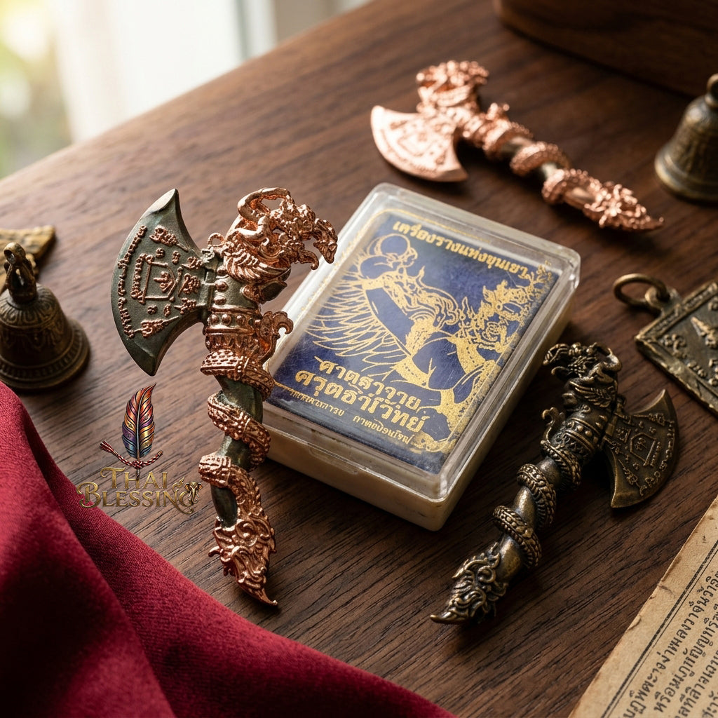🔱 Khwan Fa Satra Kruttha Wet: The Sovereign Axe of Garuda's Might – Luang Pho Amnat (2024) – The Ultimate Alchemical Engine for Absolute Dominance & Celestial Wealth!