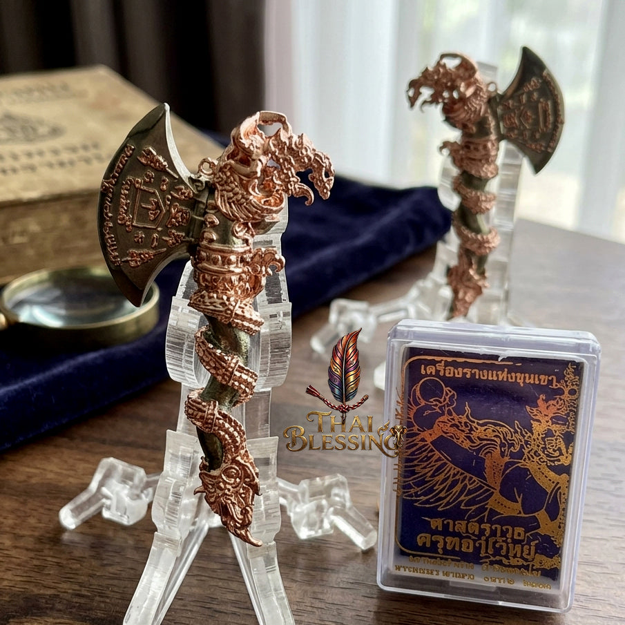 🔱 Khwan Fa Satra Kruttha Wet: The Sovereign Axe of Garuda's Might – Luang Pho Amnat (2024) – The Ultimate Alchemical Engine for Absolute Dominance & Celestial Wealth!