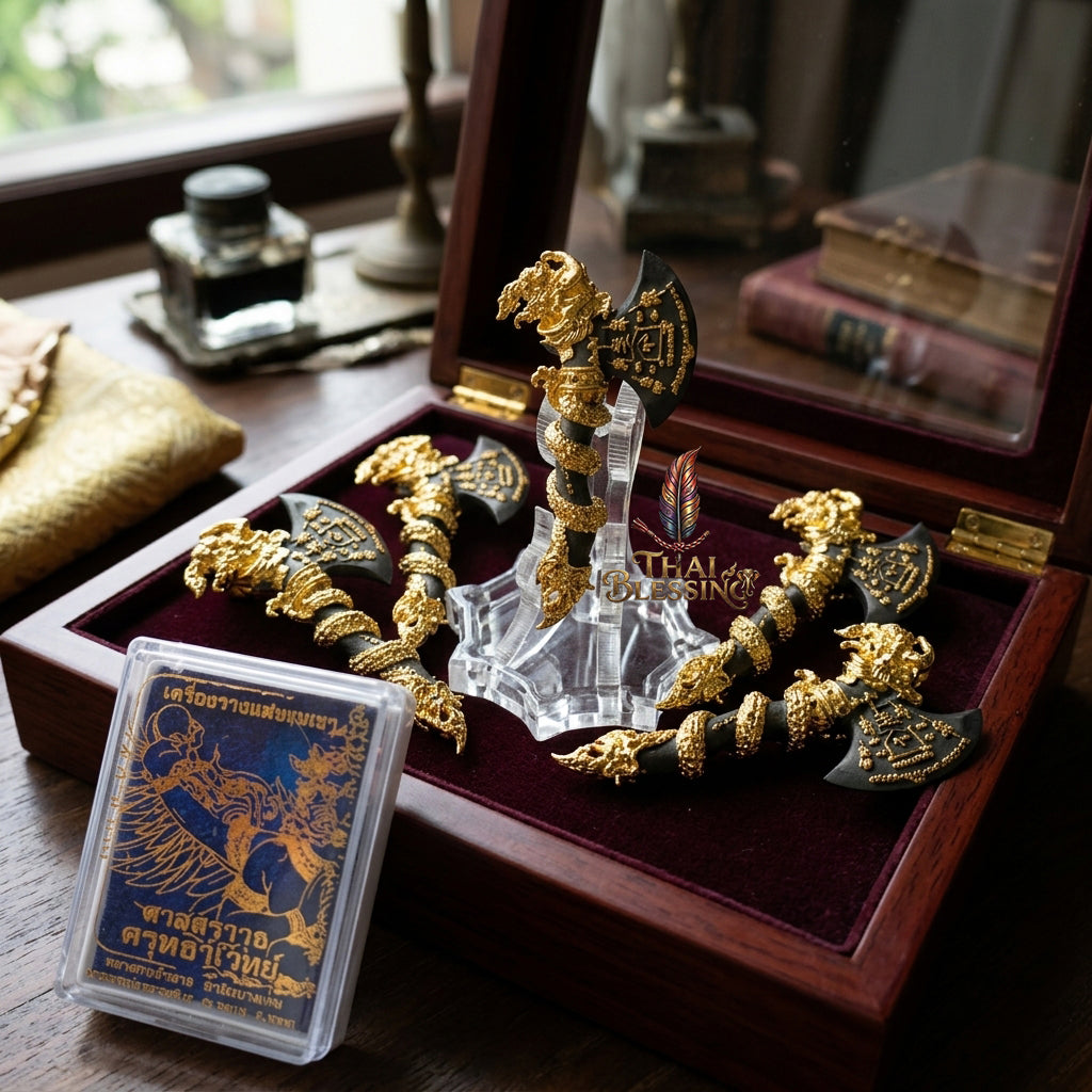 🔱 Khwan Fa Satra Kruttha Wet: The Sovereign Axe of Garuda's Might – Luang Pho Amnat (2024) – The Ultimate Alchemical Engine for Absolute Dominance & Celestial Wealth! Black