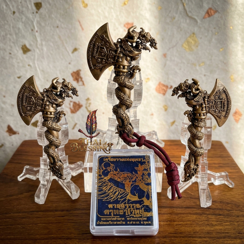 🔱 Khwan Fa Satra Kruttha Wet: The Sovereign Axe of Garuda's Might – Luang Pho Amnat (2024) – The Ultimate Alchemical Engine for Absolute Dominance & Celestial Wealth! Bronze