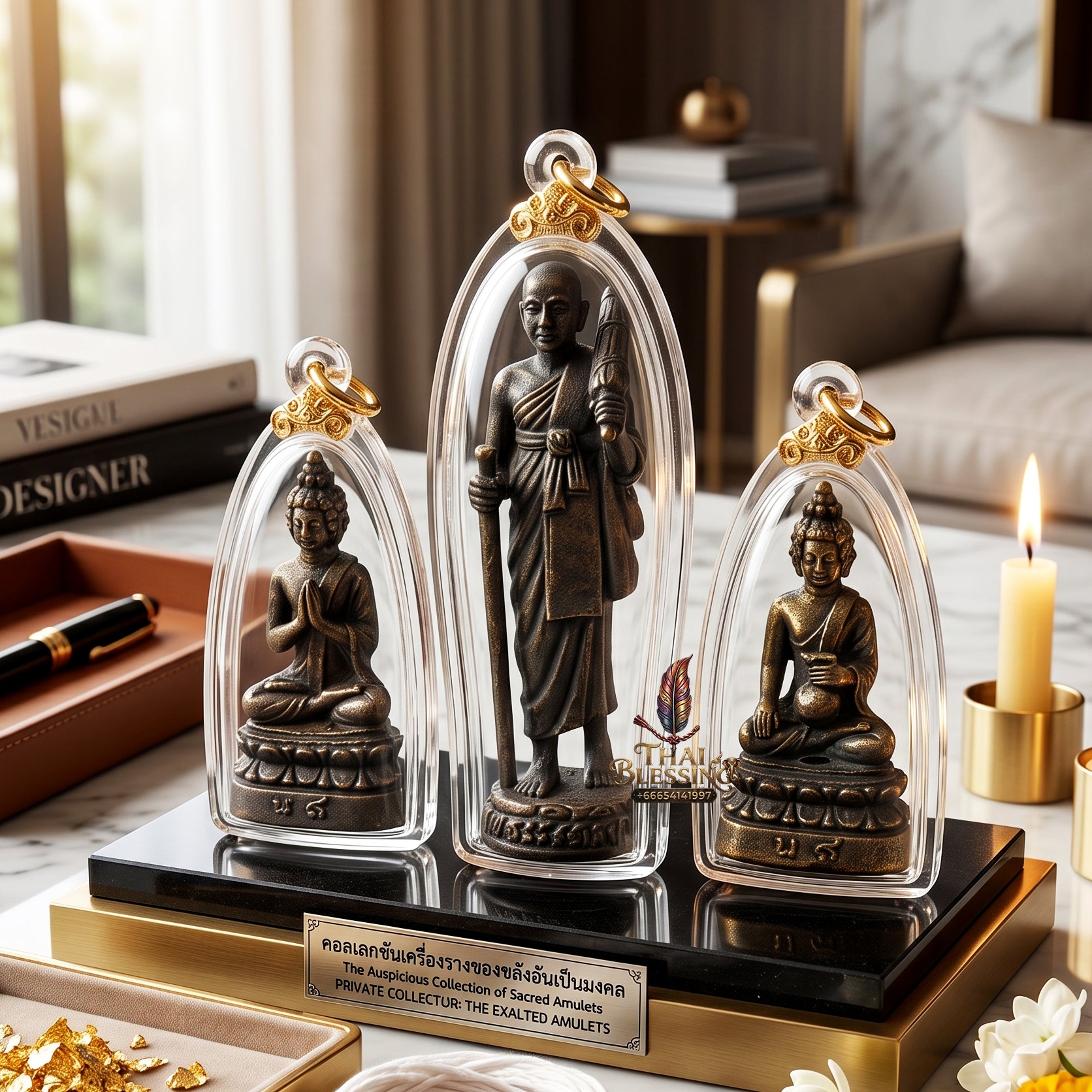 ✨🧘‍♂️🔔 Authentic Thai Amulet Kring Somdet Aphi Maha Setthi Nawa Koti (Pack of 3) - Consecrated Bronze Sovereign Wealth Grid, Samnaksong Phut Phon Khaengraeng 2017