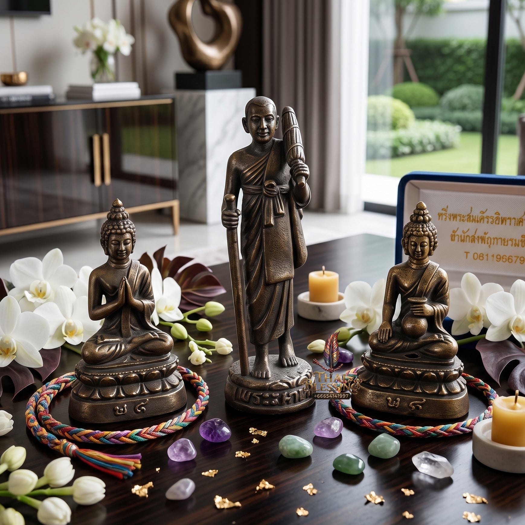 ✨🧘‍♂️🔔 Authentic Thai Amulet Kring Somdet Aphi Maha Setthi Nawa Koti (Pack of 3) - Consecrated Bronze Sovereign Wealth Grid, Samnaksong Phut Phon Khaengraeng 2017