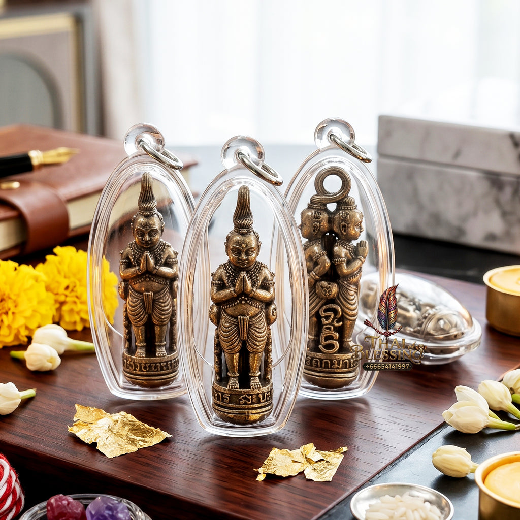 ✨👶🌟 Authentic Thai Amulet Sovereign Asset Catalyst - Cosmic Abundance Takrut Sleeve (4.7x1.8 cm), Ajarn Subin 2013 High-Brilliance Native Nickel Shield