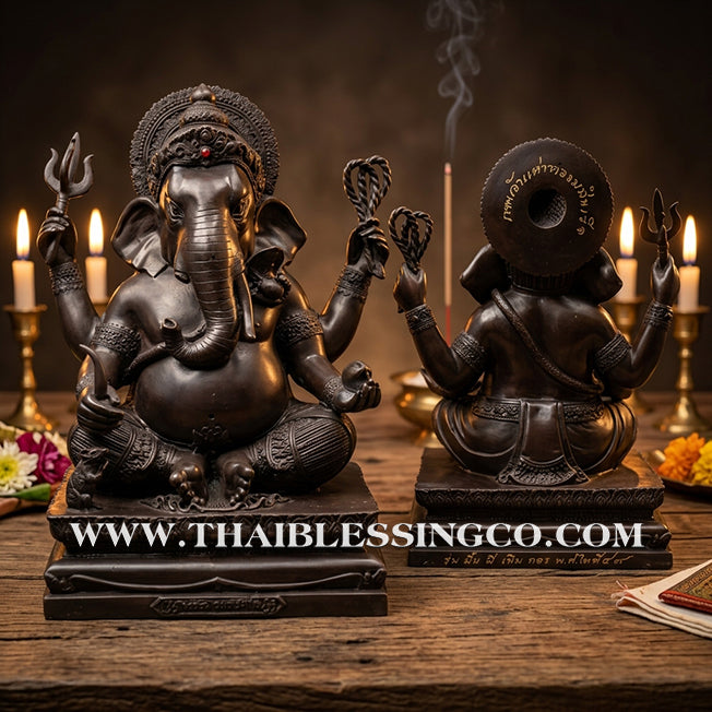 🐘💰 Lord Ganesha (Phra Pikanet) – "Mang Mee Ngoen Thong" (Abundant Wealth) Edition – Black Oxide Ritual Metal (Rom Dam) – Luang Pu Key, Wat Sri Lamyong – The Divine Engine for Total Obstacle Removal, Commercial Dominance, and Unstoppable Life Elevation!