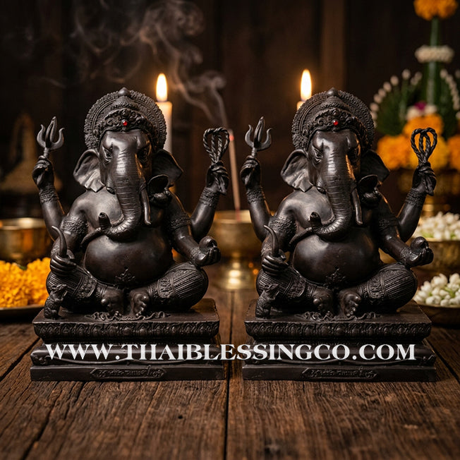 🐘💰 Lord Ganesha (Phra Pikanet) – "Mang Mee Ngoen Thong" (Abundant Wealth) Edition – Black Oxide Ritual Metal (Rom Dam) – Luang Pu Key, Wat Sri Lamyong – The Divine Engine for Total Obstacle Removal, Commercial Dominance, and Unstoppable Life Elevation!