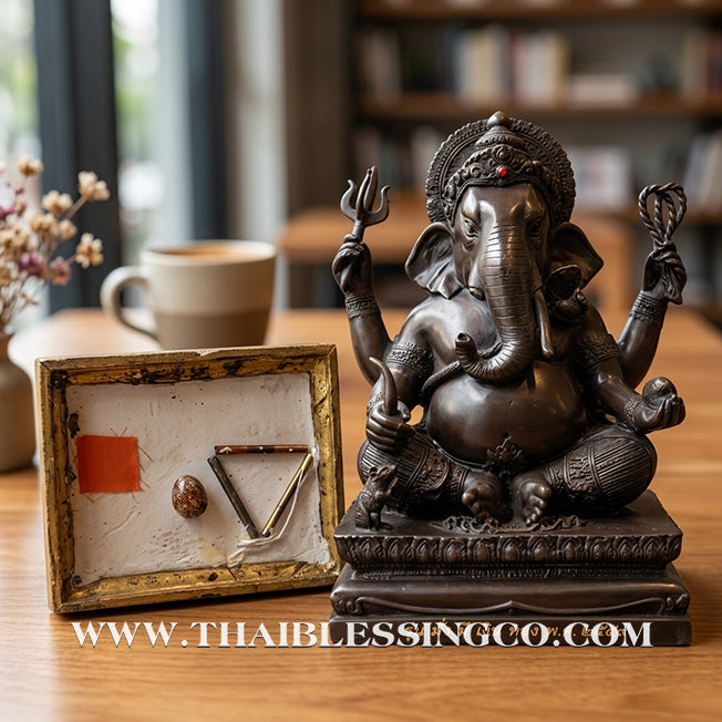 🐘💰 Lord Ganesha (Phra Pikanet) – "Mang Mee Ngoen Thong" (Abundant Wealth) Edition – Black Oxide Ritual Metal (Rom Dam) – Luang Pu Key, Wat Sri Lamyong – The Divine Engine for Total Obstacle Removal, Commercial Dominance, and Unstoppable Life Elevation!