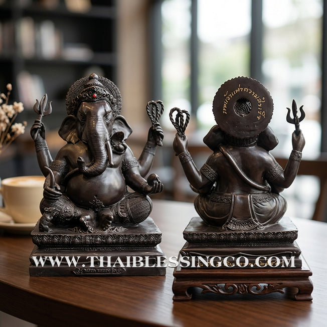 🐘💰 Lord Ganesha (Phra Pikanet) – "Mang Mee Ngoen Thong" (Abundant Wealth) Edition – Black Oxide Ritual Metal (Rom Dam) – Luang Pu Key, Wat Sri Lamyong – The Divine Engine for Total Obstacle Removal, Commercial Dominance, and Unstoppable Life Elevation!