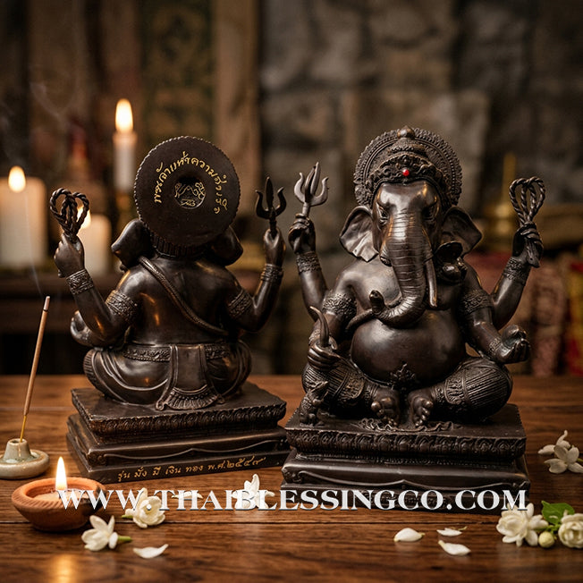 🐘💰 Lord Ganesha (Phra Pikanet) – "Mang Mee Ngoen Thong" (Abundant Wealth) Edition – Black Oxide Ritual Metal (Rom Dam) – Luang Pu Key, Wat Sri Lamyong – The Divine Engine for Total Obstacle Removal, Commercial Dominance, and Unstoppable Life Elevation!