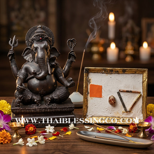 🐘💰 Lord Ganesha (Phra Pikanet) – "Mang Mee Ngoen Thong" (Abundant Wealth) Edition – Black Oxide Ritual Metal (Rom Dam) – Luang Pu Key, Wat Sri Lamyong – The Divine Engine for Total Obstacle Removal, Commercial Dominance, and Unstoppable Life Elevation!