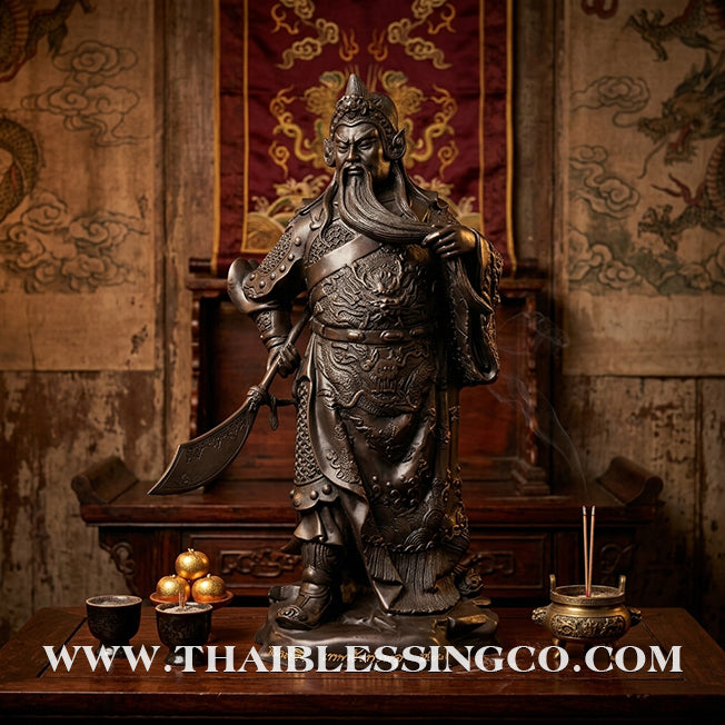 ⚔️💰 Lord Guan Yu (The God of Honor & War) – Blackened Samrit Bronze Altar Edition: "Song Nam" Batch – Luang Pu Key, Wat Sri Lamyong – The Divine Engine for Absolute Business Dominance, Strategic Victory, and Sovereign Life Elevation!