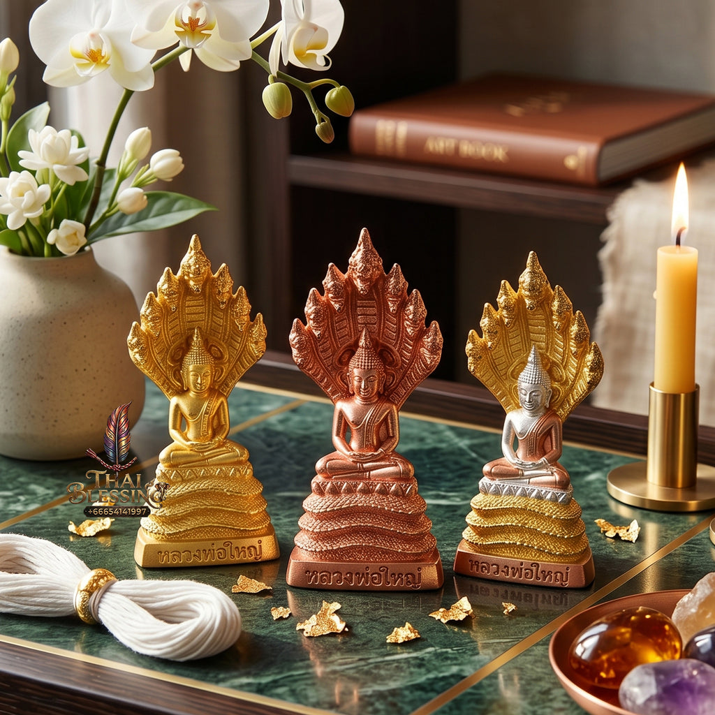 ✨🧘‍♂️💰 Authentic Thai Amulet Grand Sovereign - Cosmic Abundance Medallion (3.3x1.5 cm), Master Somporn 2024 Pure Gold-Plated Shield