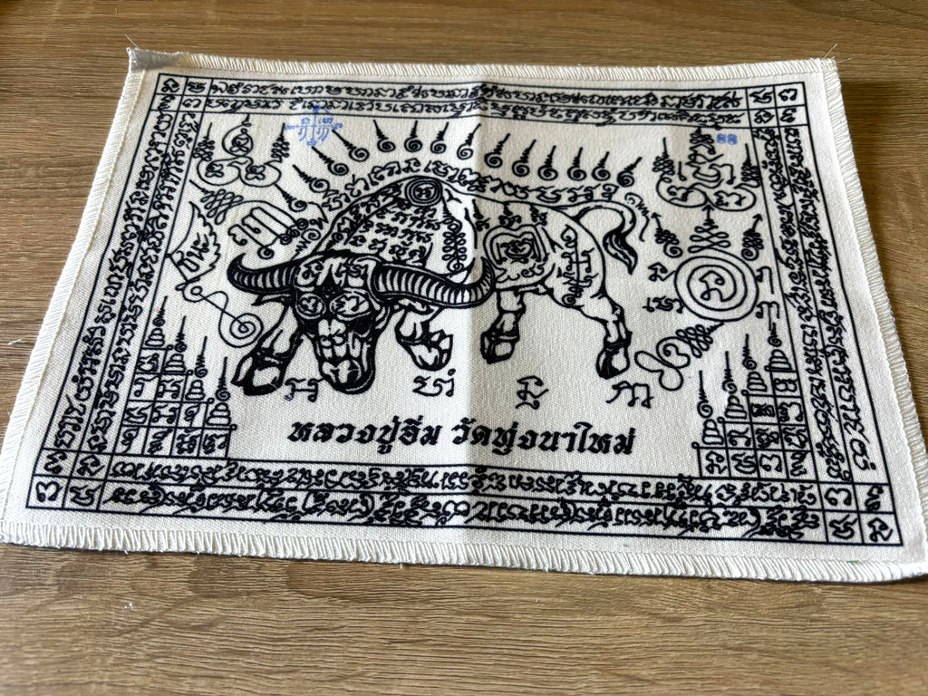 🪶 Luang Pu Im's Ox Archer Protection Yantra Cloth – Supreme Danger & Black Magic Shield (20x28cm)