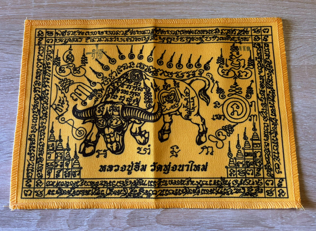 🪶 Luang Pu Im's Ox Archer Protection Yantra Cloth – Supreme Danger & Black Magic Shield (20x28cm)