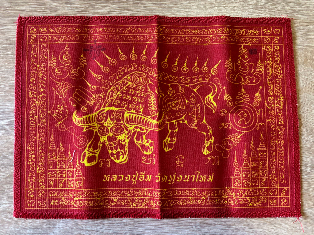 🪶 Luang Pu Im's Ox Archer Protection Yantra Cloth – Supreme Danger & Black Magic Shield (20x28cm)