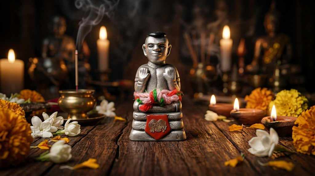 ✨ Luminous Abundance Guardian: Blessed "Kuman Thong Phoem Sap" Amulet – Sacred "Ngern Yuang" Liquid Silver Metal Wealth Magnet & Prosperity Talisman (2023 Edition by Luang Pu Kao)