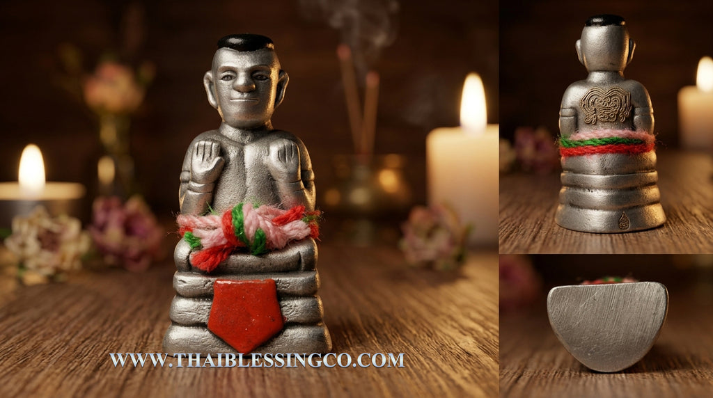 ✨ Luminous Abundance Guardian: Blessed "Kuman Thong Phoem Sap" Amulet – Sacred "Ngern Yuang" Liquid Silver Metal Wealth Magnet & Prosperity Talisman (2023 Edition by Luang Pu Kao)