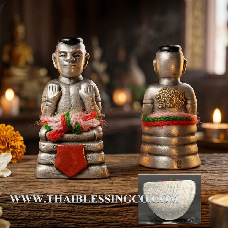 ✨ Luminous Abundance Guardian: Blessed "Kuman Thong Phoem Sap" Amulet – Sacred "Ngern Yuang" Liquid Silver Metal Wealth Magnet & Prosperity Talisman (2023 Edition by Luang Pu Kao)