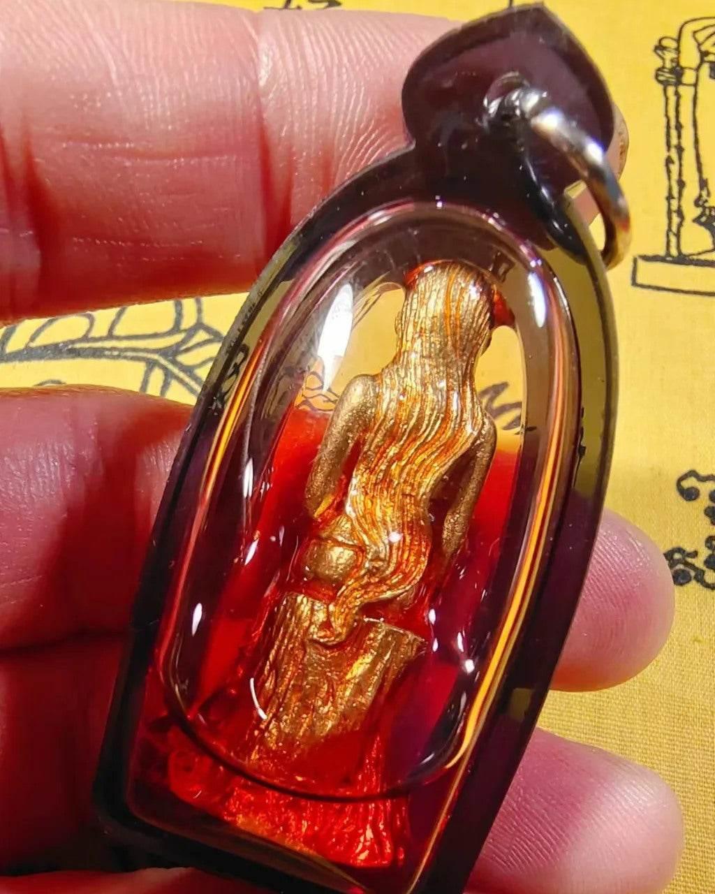 Mae Ta-Khian Golden Statue – Bunsithong Wealth & Blessing Charm | Handmade at Wat Kok Samran, Phetchabun 2023 Edition