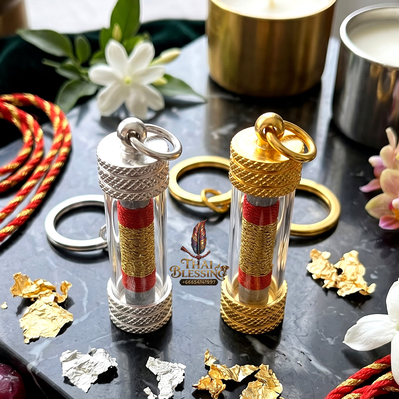 ✨🌀💰 Authentic Thai Amulet Micro Takrut Sleeve - Sovereign Abundance Node (1.5 cm), Luang Phor Chatchawan 2023 High-Density Lead Matrix Gold Tube