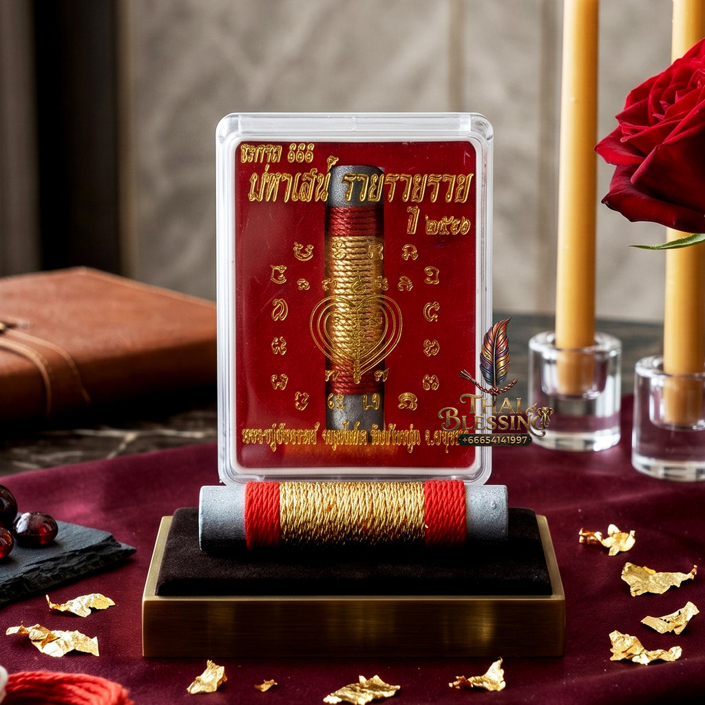 ✨🌀💰 Authentic Thai Amulet Micro Takrut Sleeve - Sovereign Abundance Node (1.5 cm), Luang Phor Chatchawan 2023 High-Density Lead Matrix