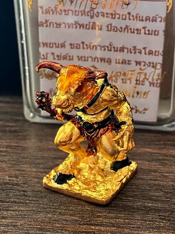 🛡️ Mahingsa Spirit Guardian “Pitak Raksa” – Protective Buffalo Effigy Talisman for Safety, Wealth & Home Blessings by Luang Pho Ngern (Wat Ban Or) Gold plated enamel