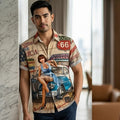 The Golden Era Edition Premium Men's 1970s-1980s Retro Pin-Up Hawaiian Shirt - High-Definition Vintage Poster Graphic Muscle Car Trousers Accent Shirt, Breathable Harajuku Streetwear Urban-Holiday Short-Sleeve Apparel