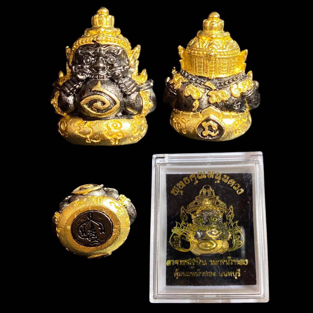Rahu Destiny Booster Set | Mini Rahu Amulet + Fortune Yantra Cloth (A3)&nbsp;羅睺星轉運招財護符組 | 迷你羅睺佛像＋A3招財符布 | 阿贊蘇賓 正統加持 - Thai Blessing Co