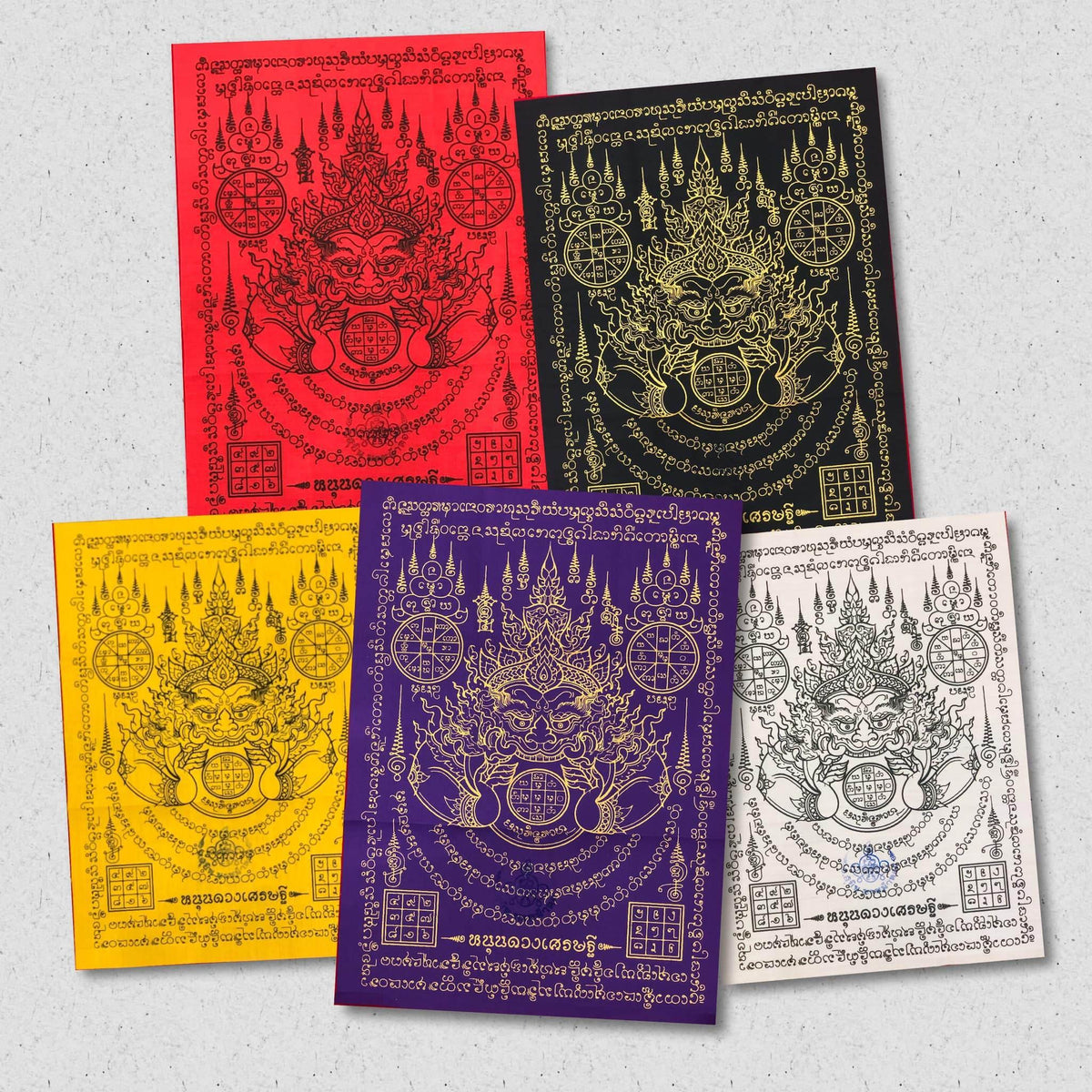 Rahu Destiny Booster Set - Mini Rahu Amulet & A3 Fortune Yantra Cloth -羅睺星轉運招財護符組 | 迷你羅睺佛像＋A3招財符布 | 阿贊蘇賓 正統加持